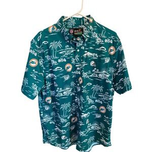 Reyn Spooner NFL‎ Miami Dolphins Hawaiian Button Up Shirt Men's Large Aloha